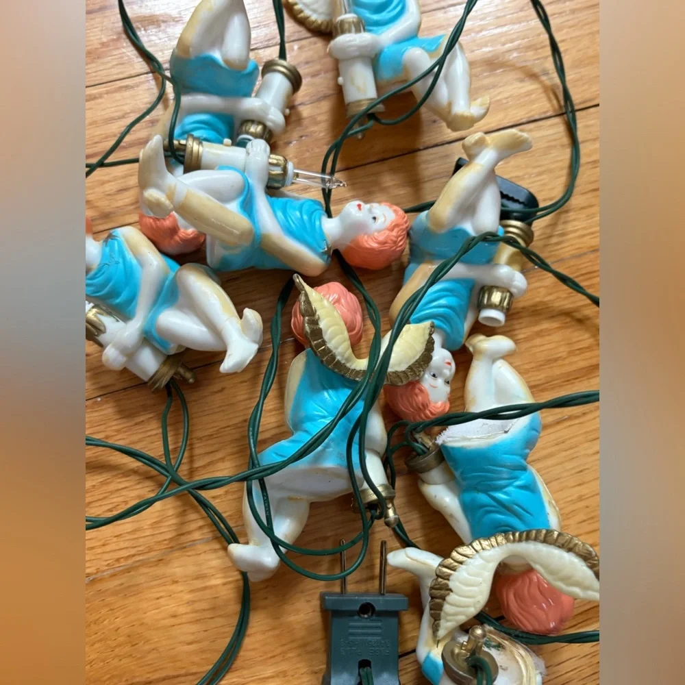 Vintage Silvestri Blow Mold Angel Cherub Christmas Holiday String Light